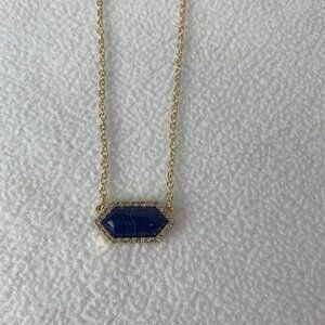 Avenue Blue Pendant Lariat Necklace Gold Toned Cubic Zirconium Fashion Jewelry